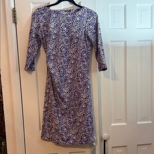 J. McLaughlin Purple and White Long Sleeve Dress